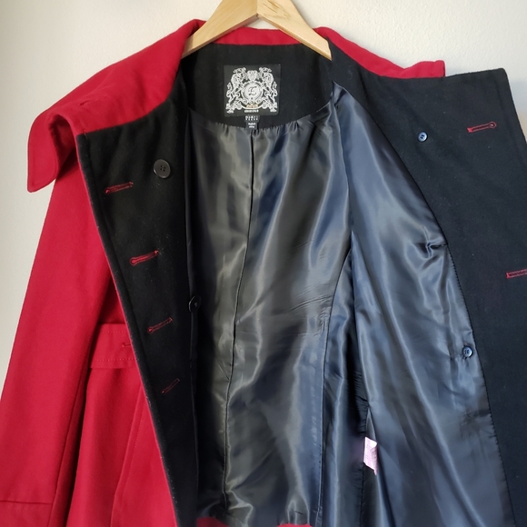 Esprit | Red Wool Double Breasted Peacoat Size S Small - Picture 9 of 13